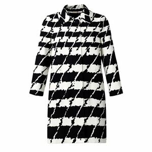 Michael Kors Trench Coat Size S Abstract‎ Houndstooth Cotton Blend Pockets